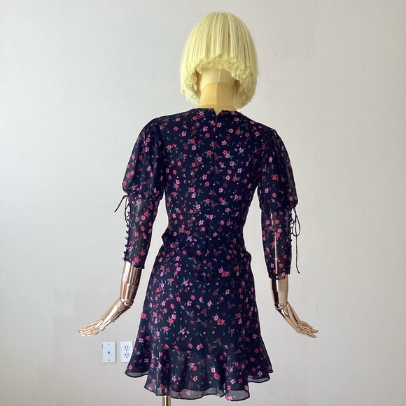 For Love And Lemons Floral V Neck Mini Dress SZ XS - Picture 3 of 8